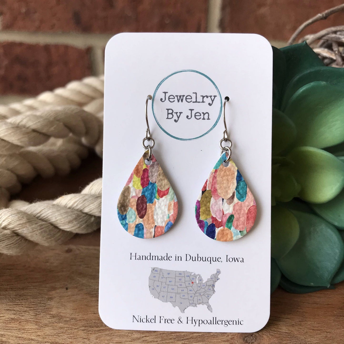 Small Teardrop Earrings: Confetti Splash