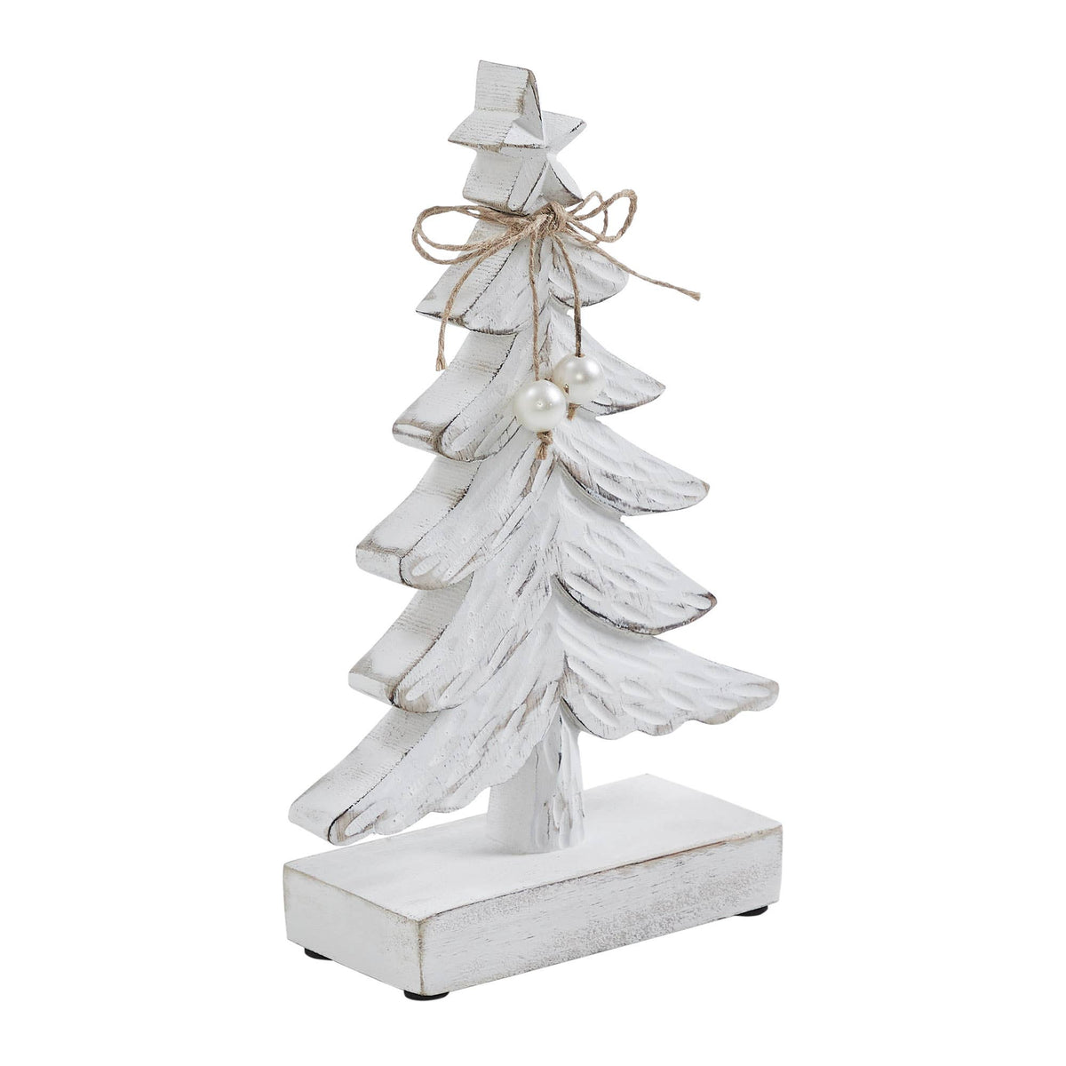 White Wooden Tree Small 9.5x6x2.25 Festive Fir