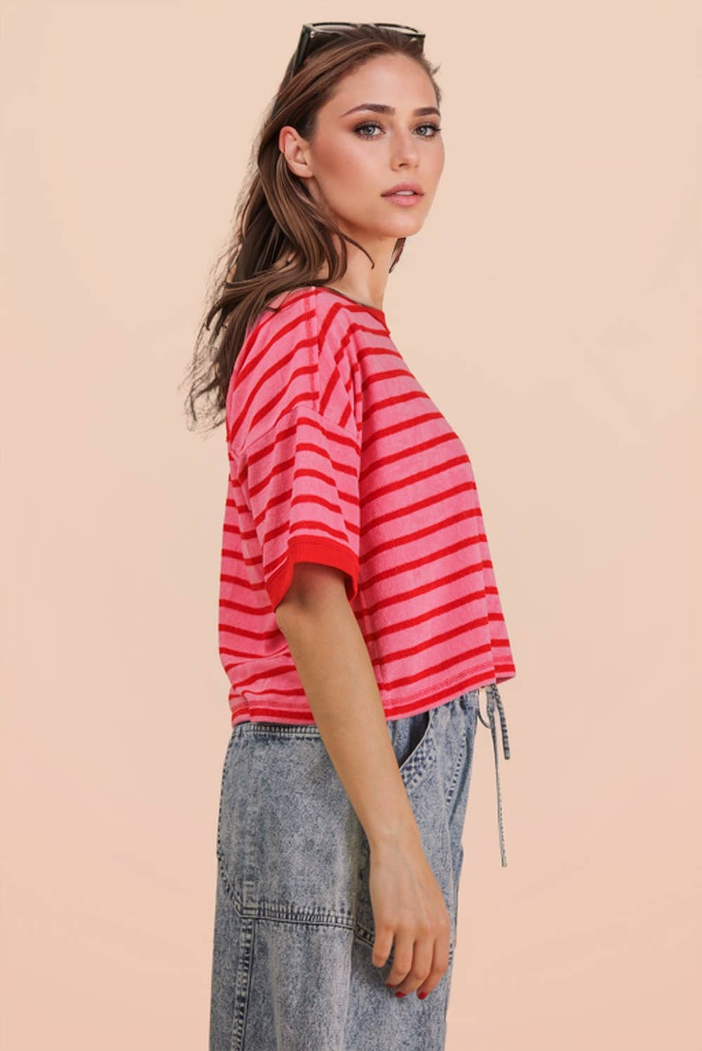 NT12210-Oversized Stripe Casual Comfy Knit Top